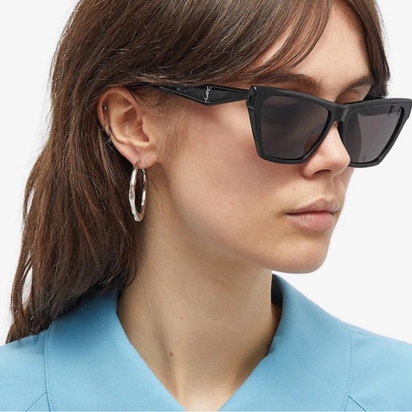 NEW SAINT LAURENT SUNGLASSES SL M103 002 CAT EYE WOMEN BLACK EYEWEAR - Picture 5 of 11